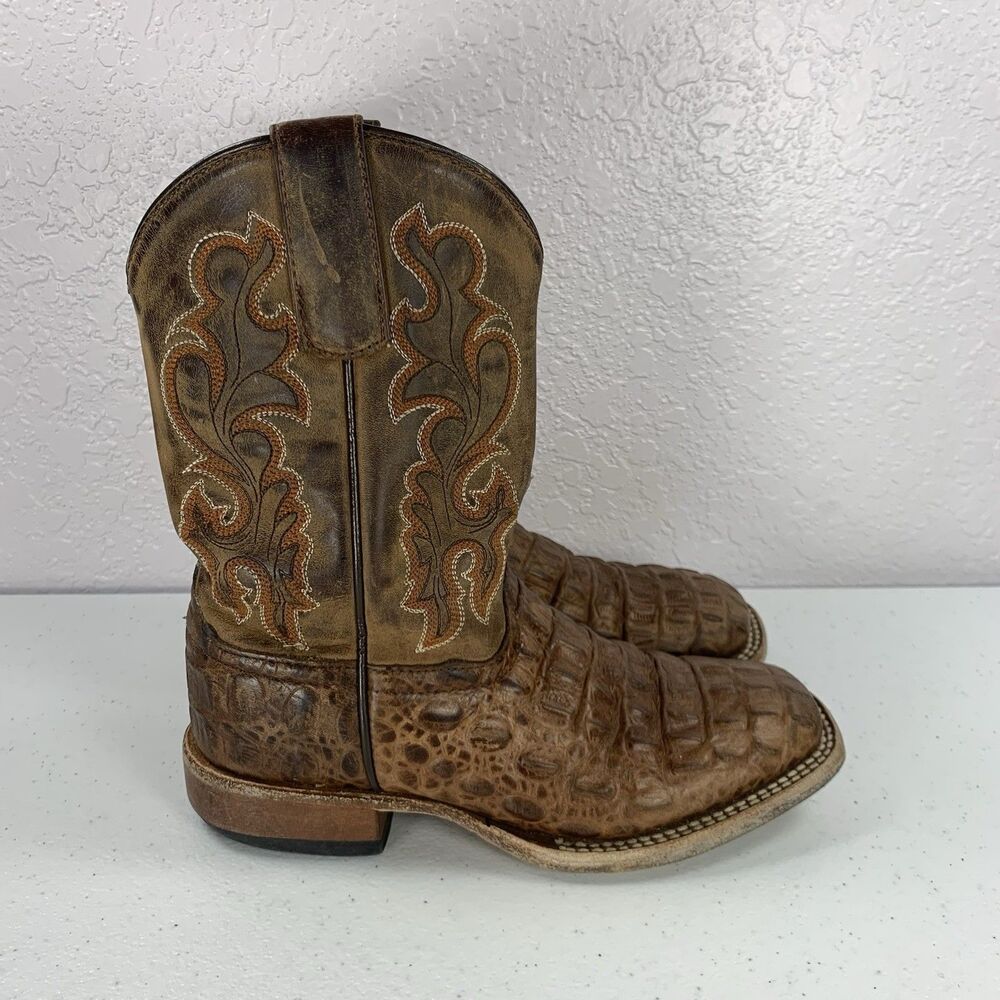 Horse Power Nile Crocodile Boots Youth 2 Brown Leather Western Cowboy  1070